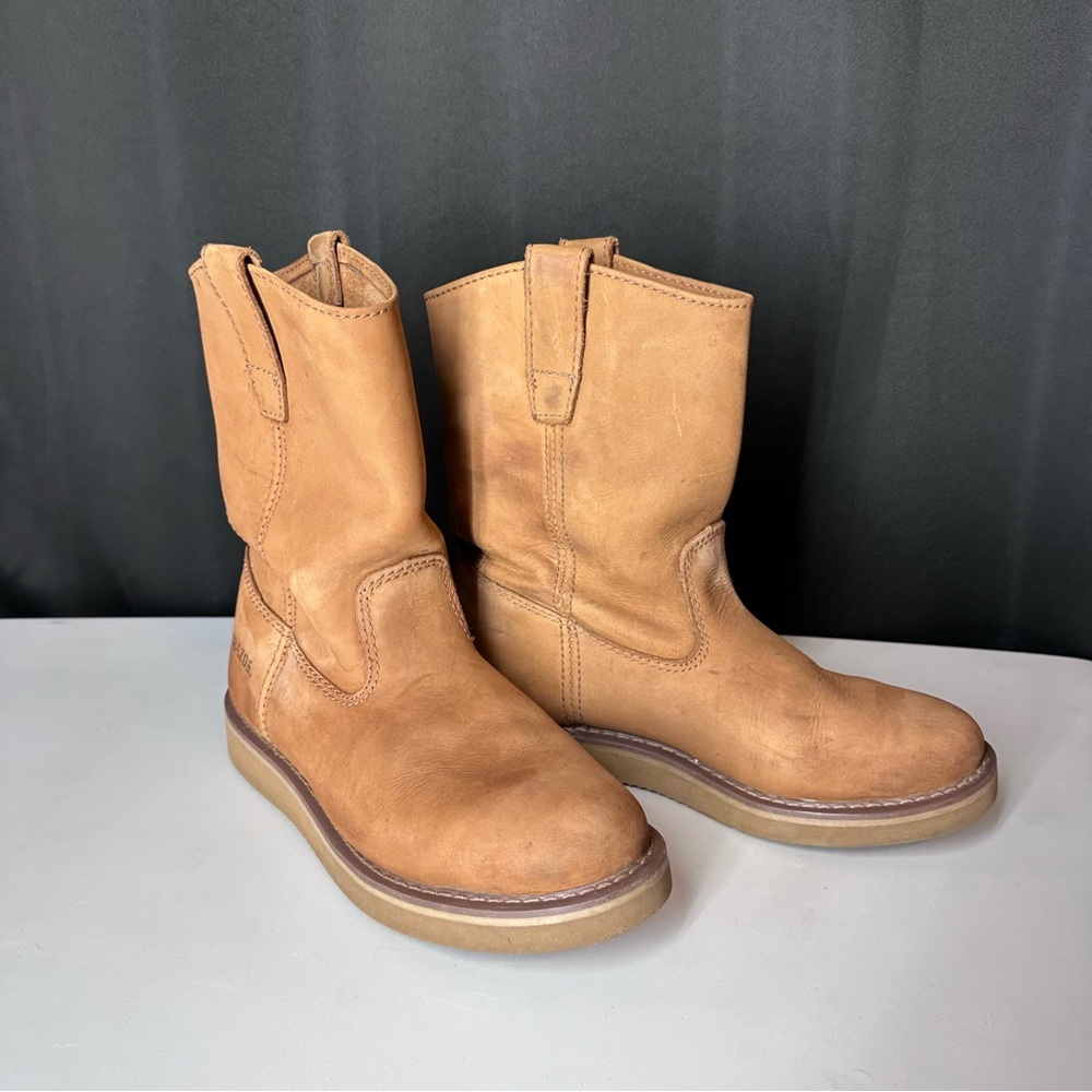 Brazos Men's‎ Leather Wellington Wedge Work Boots Sz 6 Round Toe Pull On